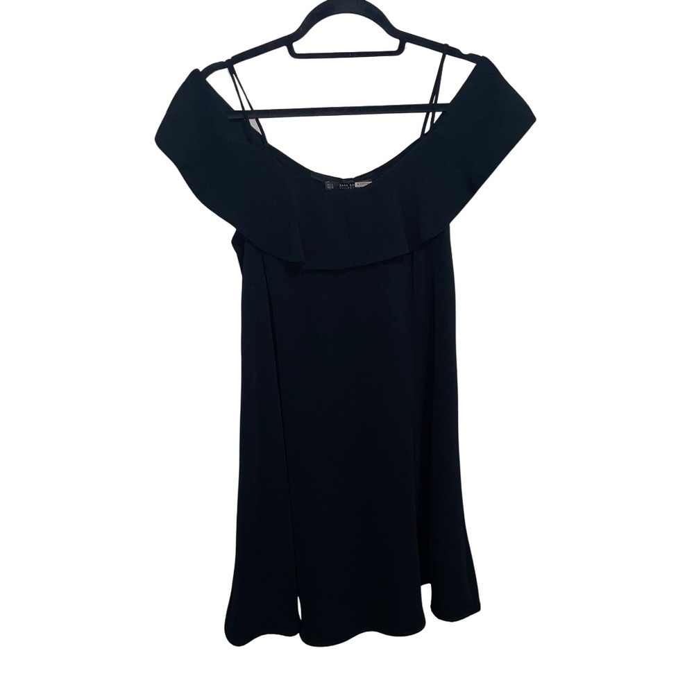 Zara Basic Cold Shoulder Spaghetti Strap Black Pu… - image 2